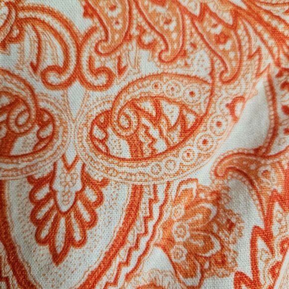 Harper 241 Sleeveless Linen Keyhole Tunic L | Orange & White Print Beach Top - Picture 4 of 6